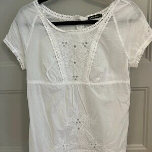 Eddie Bauer White Eyelet Top size small